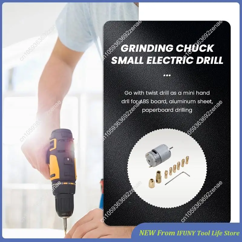 1pc dc 12v 500ma mirco motor com 6 pces 0.5-3.2mm broca pinça elétrica pcb conjunto de ferramentas novo