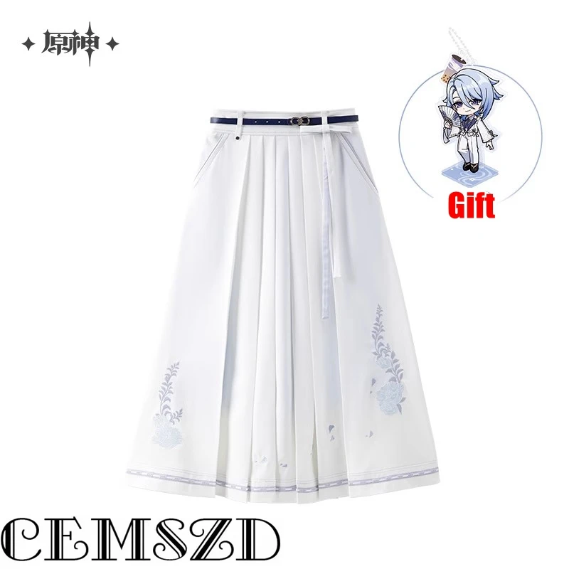 

[Genuine] Official Game Genshin Impact Kamisato Ayato Cosplay Long Pleated Skirt Anime Cartoon Women's Bottoms Halloween Costume