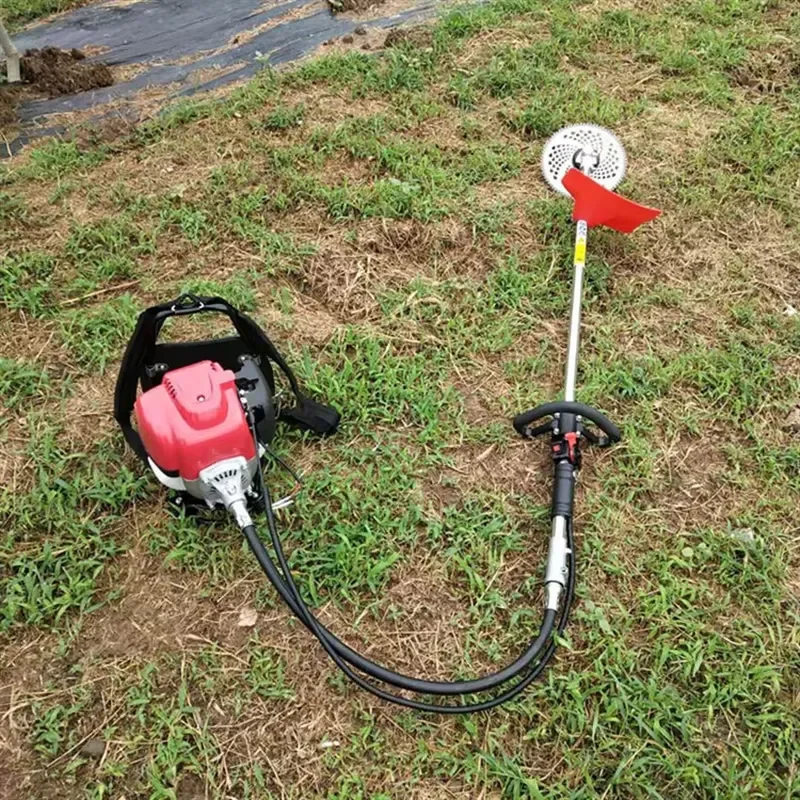 For Imported Metal Lawn Mower Weeding Backpack Four-Stroke Engine 12in Cutting Width 52cc Side-Hanging Grass Cutter 1 Year