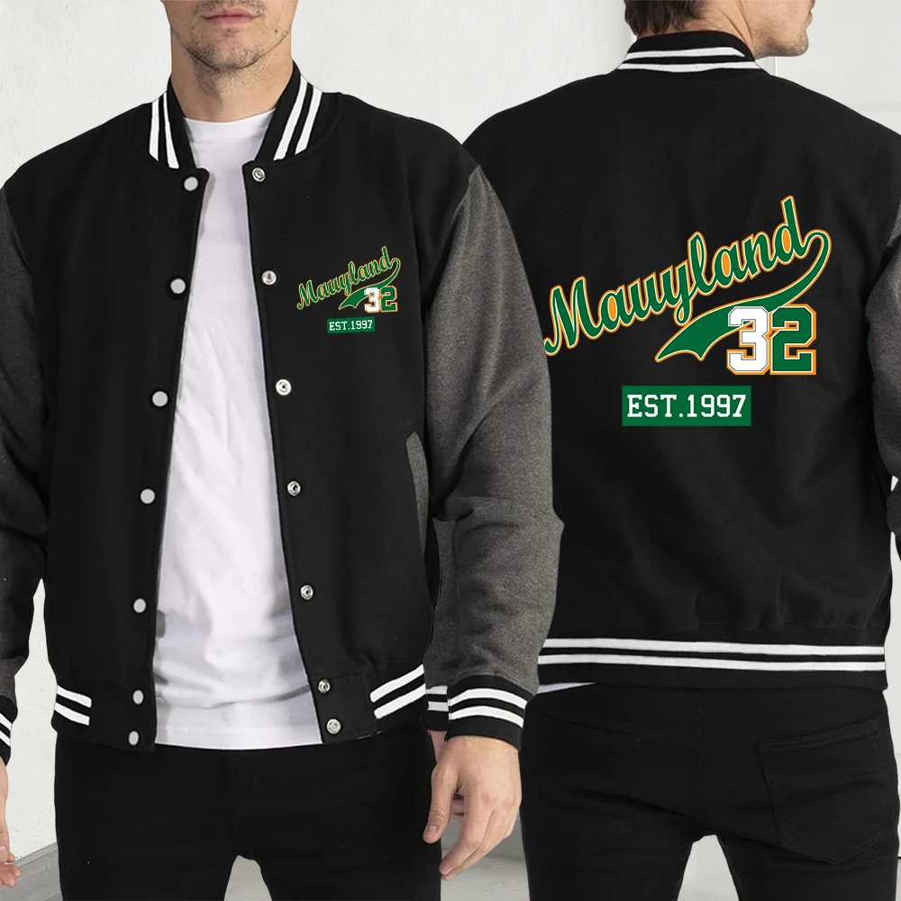 

Green Art Words And 32 Prints Baseball Jacket For Men Casual Loose Top Autumn Fleece Clothing Unisex American Hip Hop Coat