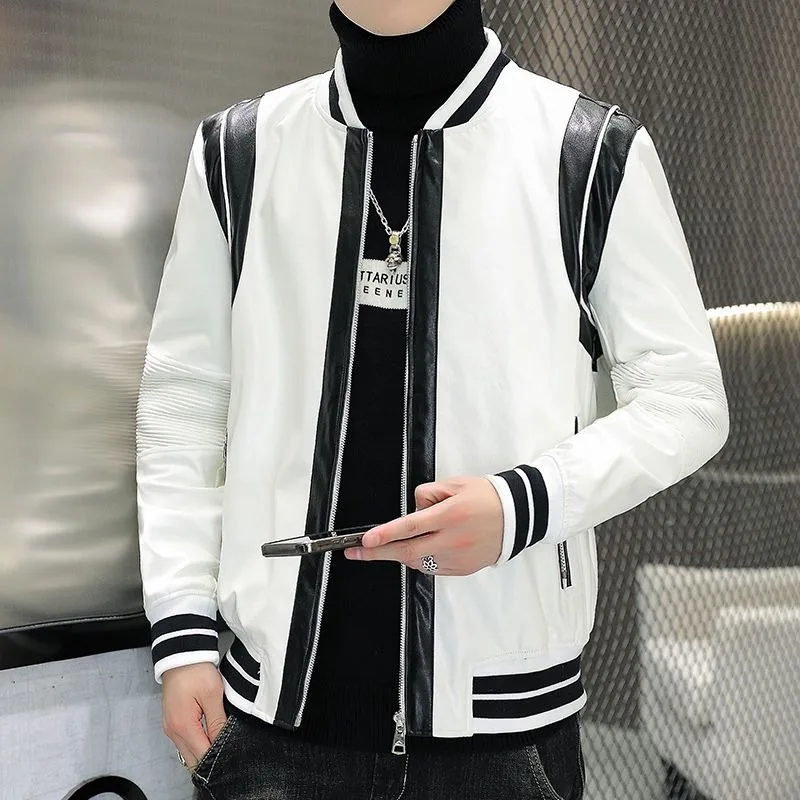 

Зимняя мужская короткая кожаная куртка 2025 года, куртка-бомбер из мягкой овчины, модное повседневное пальто для молодых мужчин