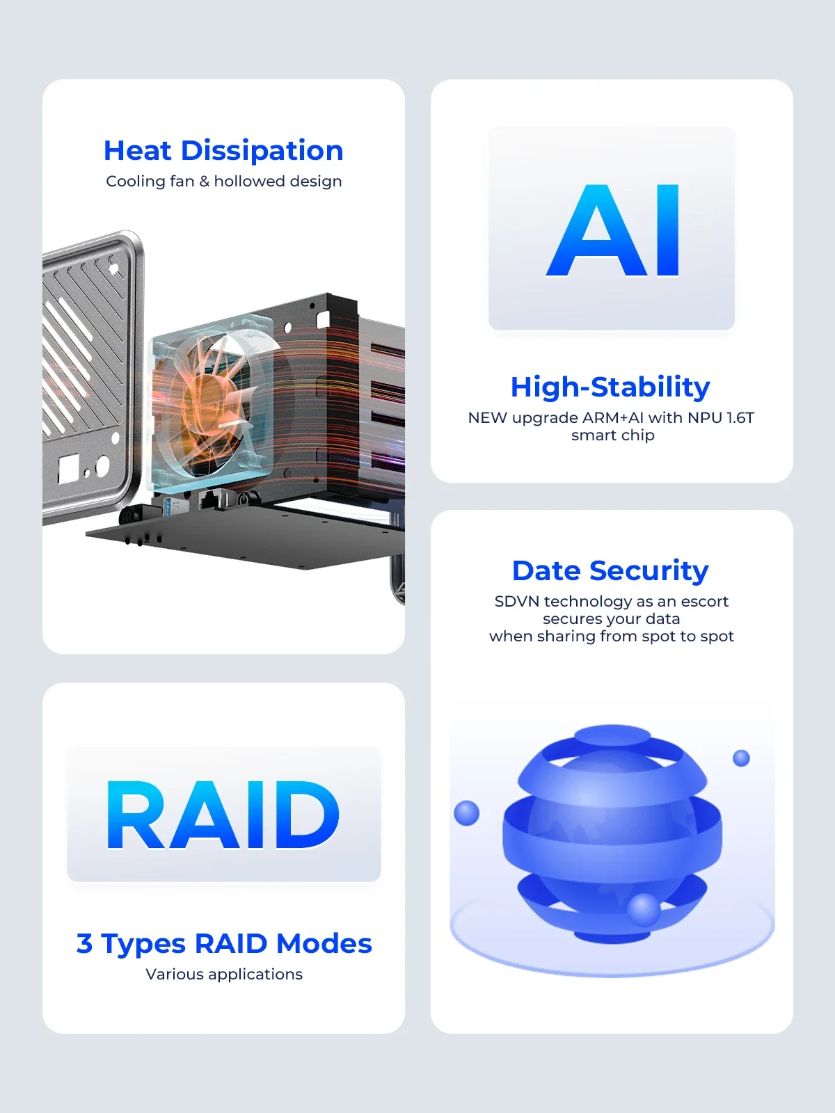 ORICO MetaCube Armazenamento doméstico Tipo-C 3,5" HDD Caso NAS de baía dupla com acesso remoto de backup automático com download BT offline