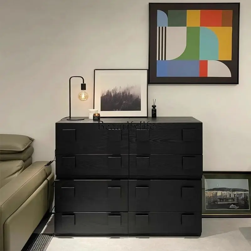 Solid wood TV cabinet, living room storage medieval module, American retro multi-functional floor card cabinet