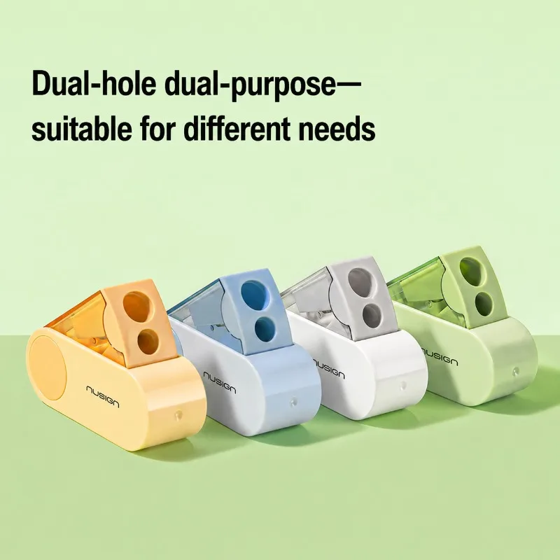 NS074 Rotary Sealing Door Double‑hole Pencil Sharpener Large‑caliber Thick Pencil Cutter for Students Practical Stationery