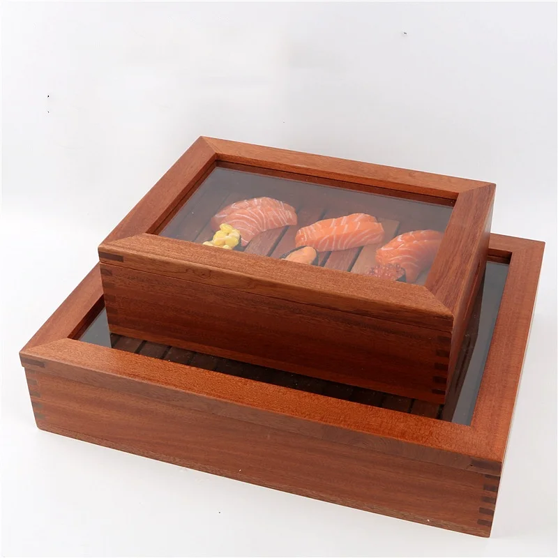 Japanese cuisine wooden sashimi Sushi box with lid fish salmon boxs wooden boxs beef plate box restaurant tableware food storage