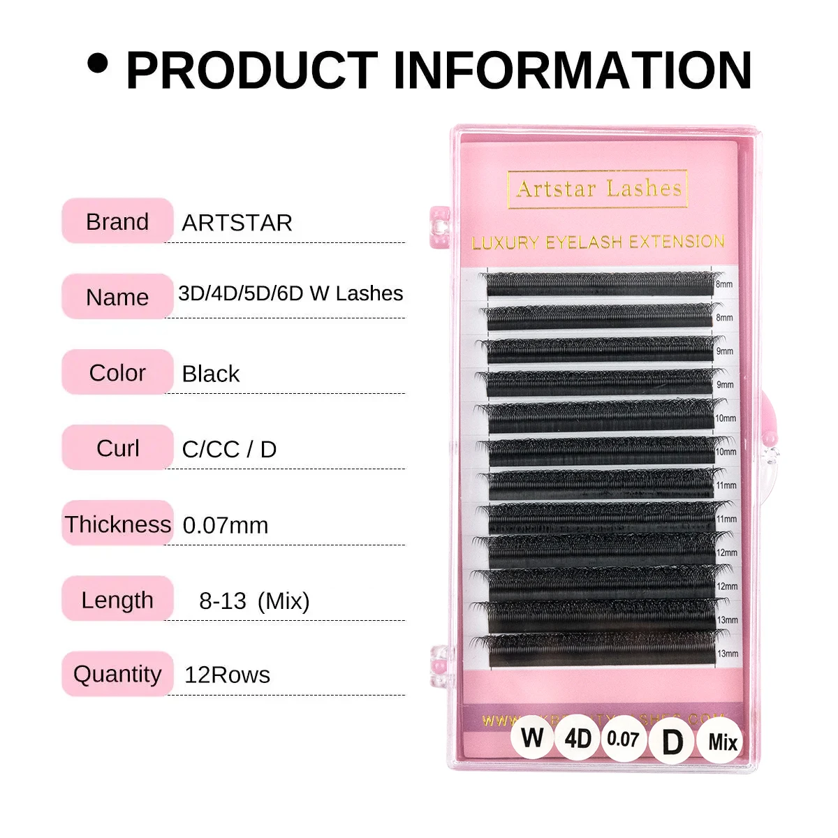 Artstar extensões de cílios em forma de w, fãs pré-fabricados, 3d 4d 5d 6d c cc d curvado, aparência natural, cílios postiços para melhorar a sobrancelha