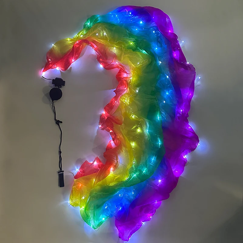 1 قطعة LED الملونة متوهجة الحرير رياضة الشريط مضيئة الحرير بوي سلسلة الكرة للنساء الرقص الشرقي أداء الدعائم #3