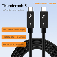 2m Thunderbolt 5 Coaxial Cable USB4 Type C To Type C 80Gbps PD 240W /100W Fast Charging Cable for Mac/PC Full-Function