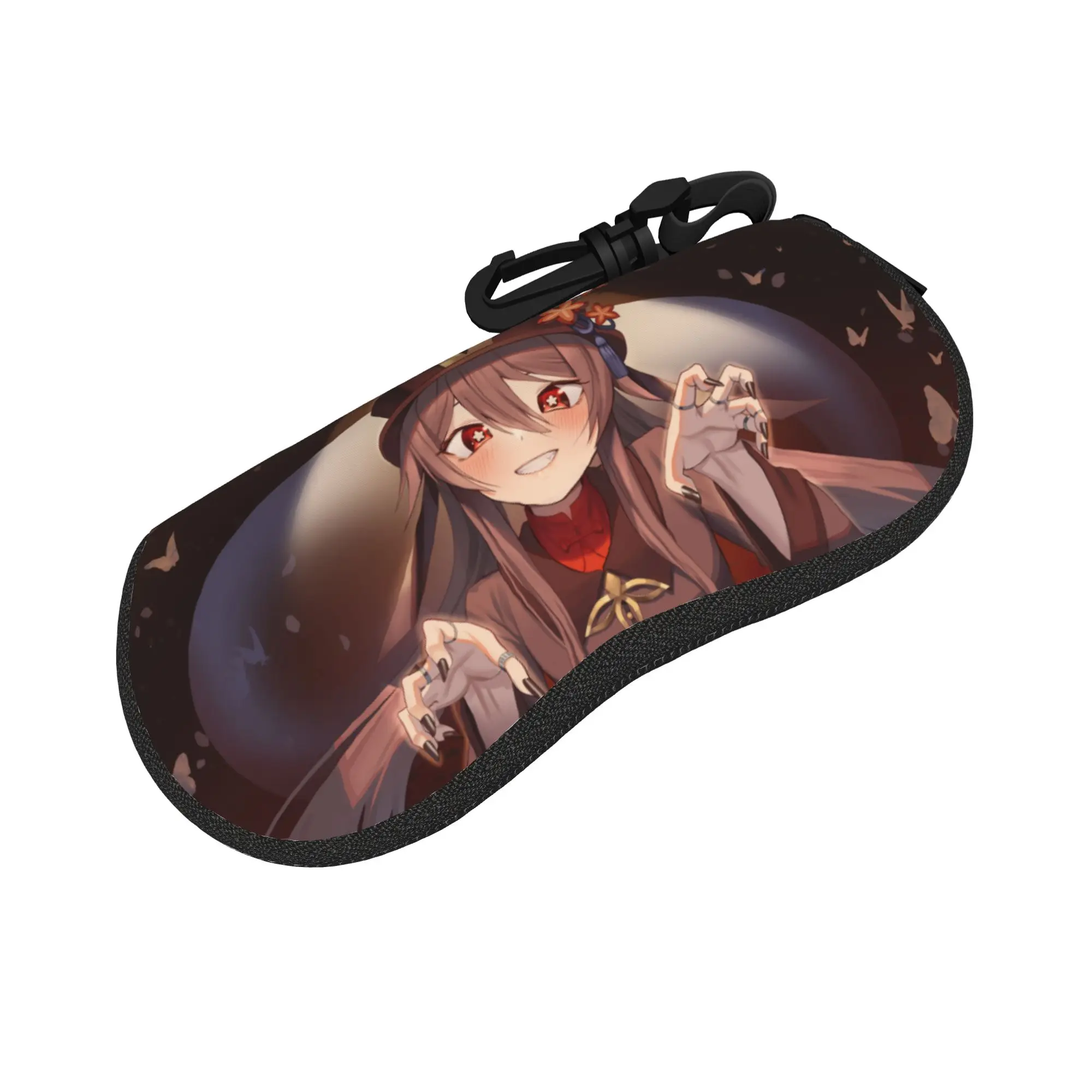 Cute Hu Tao Glasses Case Portable Box Cute Game Genshin Impact Girl Glasses Protector Anti-Pressure Eyewear Container