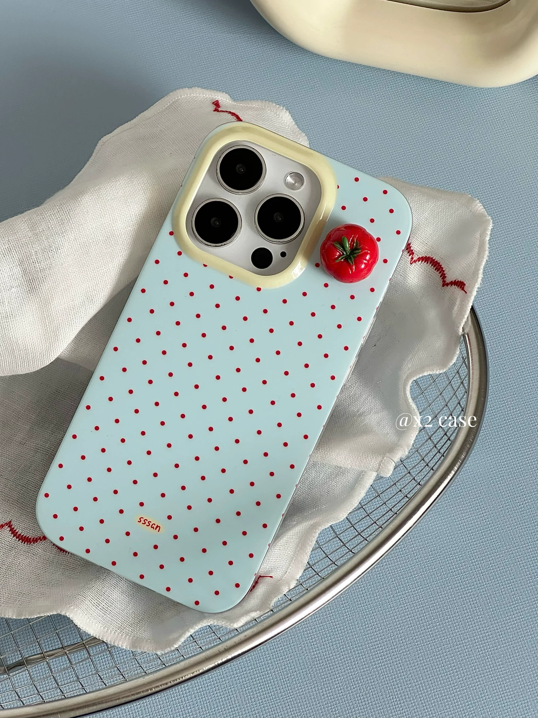 Funda de teléfono creativa con punto de onda Simple de tomate 3D divertido coreano para iPhone 17 AIR 16 15 14 13 12 11 Pro Max Plus Y2K