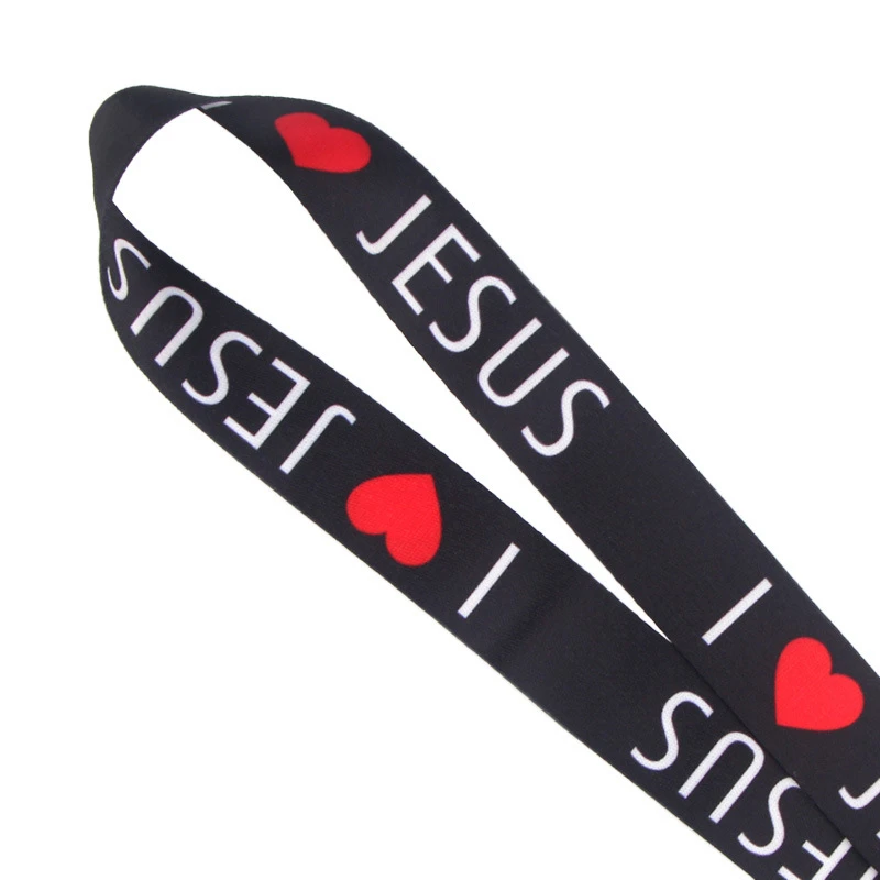 I love jesus Cartoon Neck Strap Lanyard for Keys ID Card Badge Holder Mobile Phone Straps Rope Keychain Webbing Ribbon