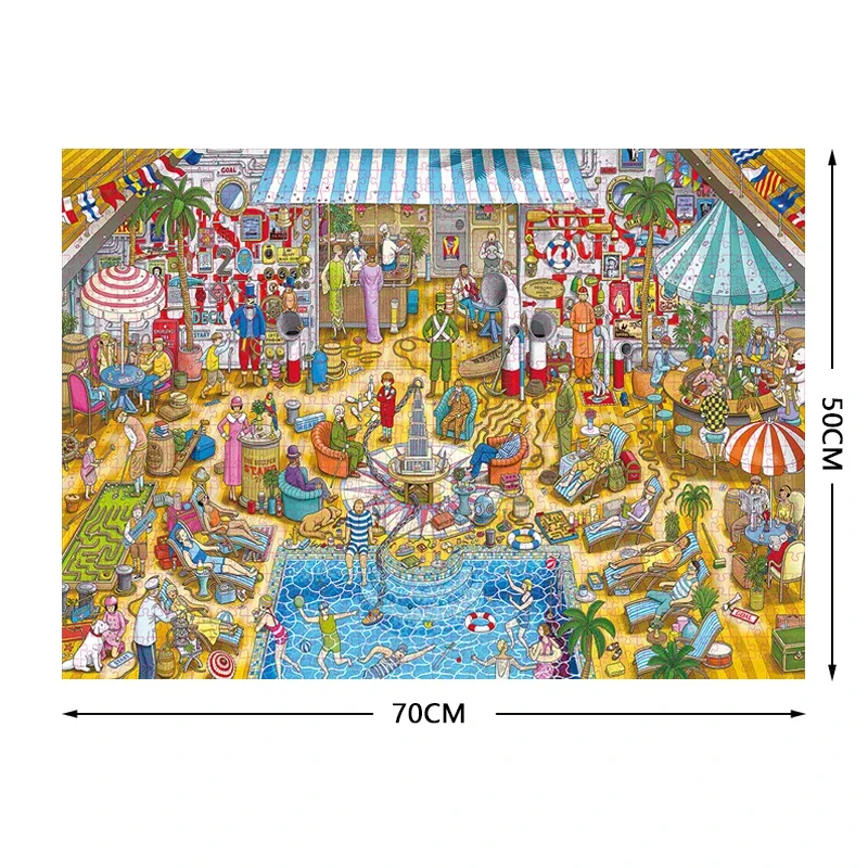 Quebra-cabeças de papel para adultos, festa na piscina, séries de pinturas famosas, educação, brinquedos artesanais, presentes 70x50cm, 1000 peças