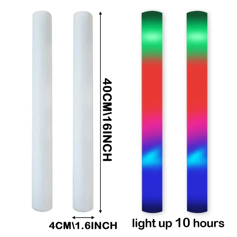 10 Pcs Colorful Sponge foam Fluorescent Stick Concert Responding to Aid Flash Stick Bar Performance Large LED Light Stick Props