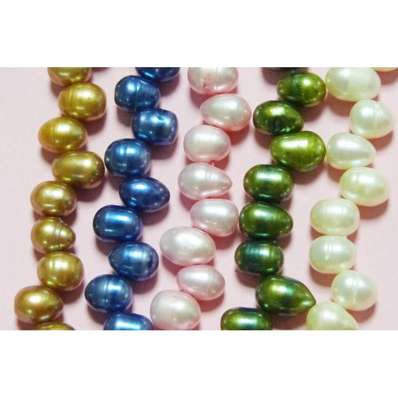 5 shares  8-9mm  Mixed color DANCING TEARDROP FRESHWATER PEARL BEADS 15