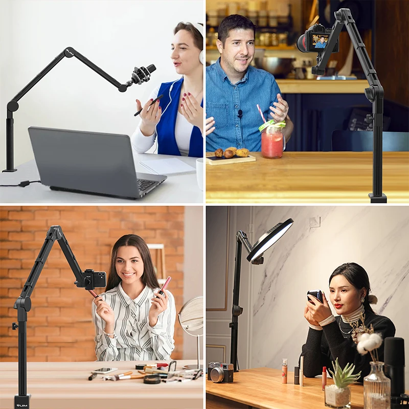 VIJIM LS24 Microphone Boom Arm Stand Desk DSLR Camera Holder Adjustable Suspension Mic Boom With 1/4 Screw Mount for Recording