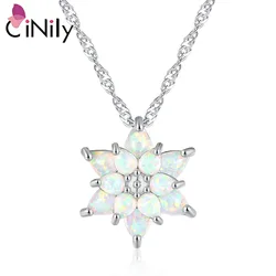 CiNily Delicate Flower Shaped Fire Opal Pendant Necklace Rose Gold Plated Trendy Jewelry Gifts for Women Girls(with Chain)