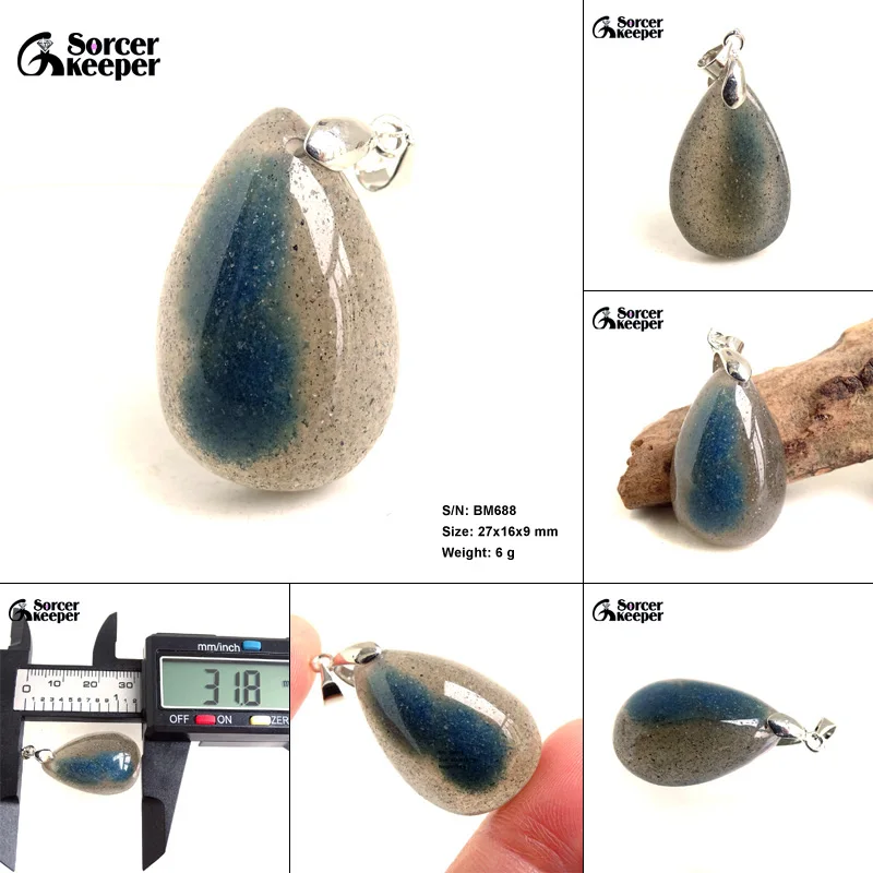 Natural Granite Stone Beads Gray Blue Spot K2 Jasper Pendant For Jewelry Making DIY Crystal Charm Necklaces Accessories BH828