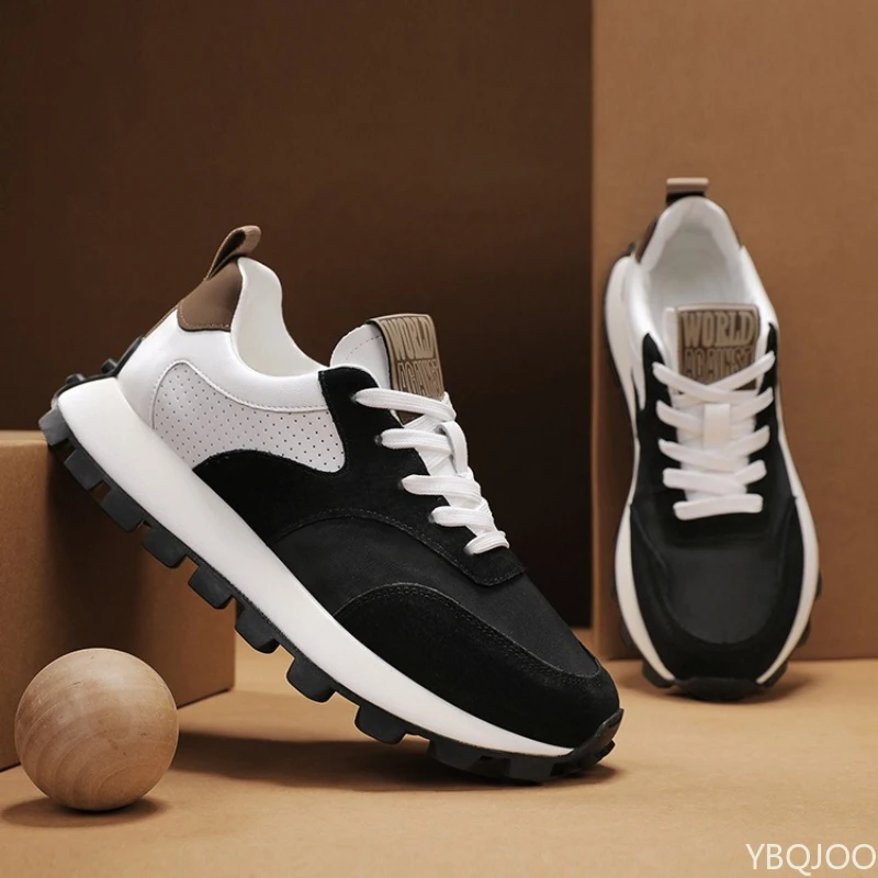 أحذية الجري الرياضية غير الرسمية الجديدة للخريف والشتاء للرجال بنعال سميكة ومضادة للانزلاق ومقاومة للاهتراء وعصرية ومتعددة الاستخدامات
