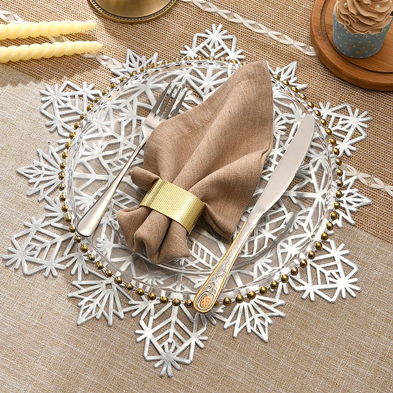 Snowflake Table Mat Christmas Placemat Holiday Dining Decor Wedding Table Setting