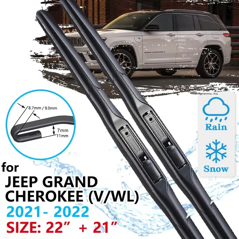 Car Front Wiper Blades For Jeep Grand Cherokee 5th WL 2021 2022 2023 Cleaning Windscreen Windshield Accessories Windows Brushes