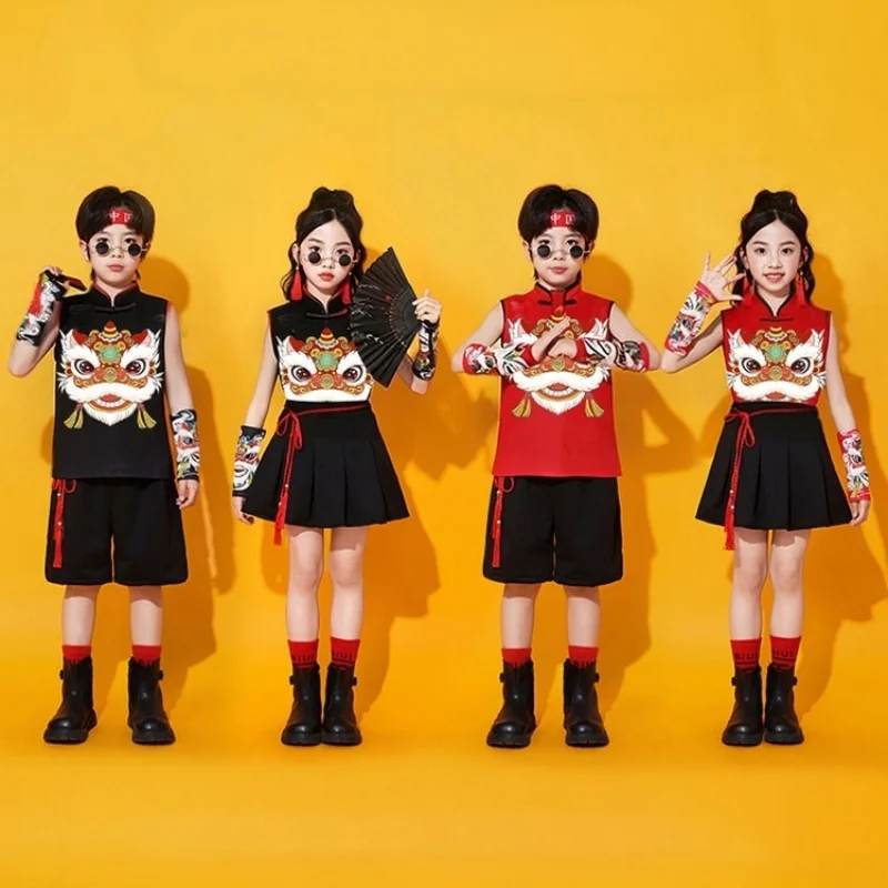 Contemporary Freestyle Dance Costume Girls Boy Performance Stage Outfit Cheerleading Uniform Girls Boy Chinese style