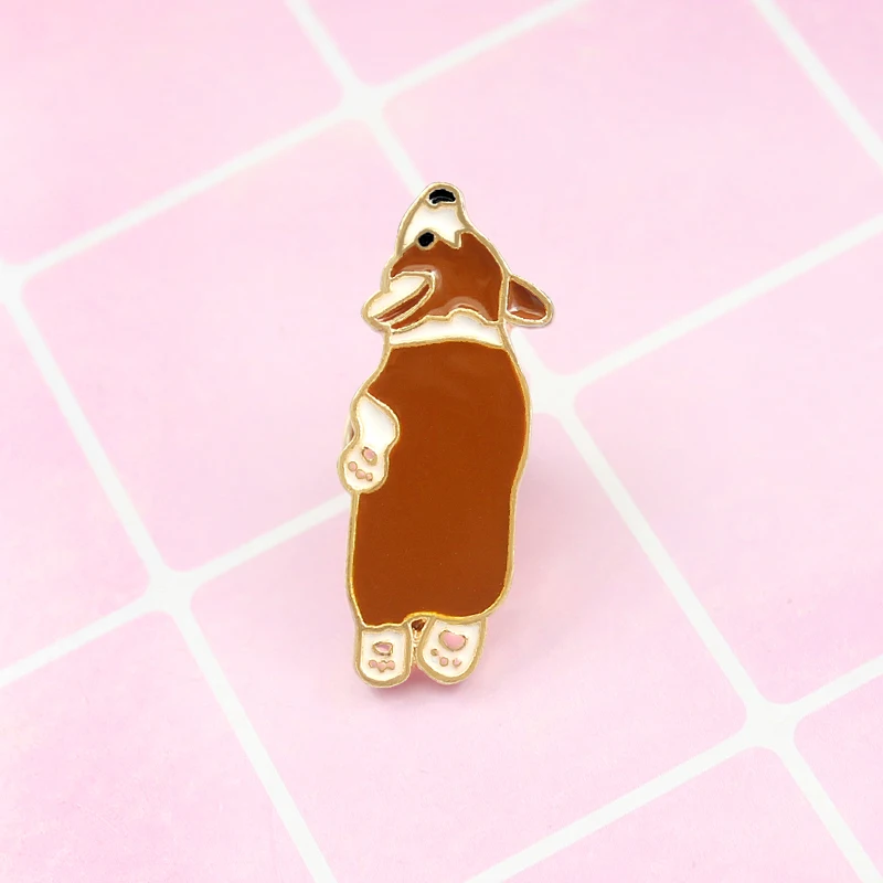 Cute Corgi Enamel Pins Dog Sleep Brooches Alloy Animals Bag Jeans Shirt Badges Jewelry Gifts for Friends Kids