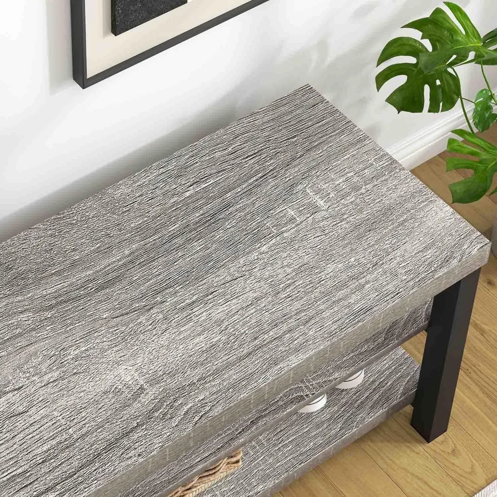 مقعد تخزين الأحذية الخشبي العتيق، رف المدخل على الطراز الصناعي مع مقعد للممر وغرفة النوم وغرفة المعيشة