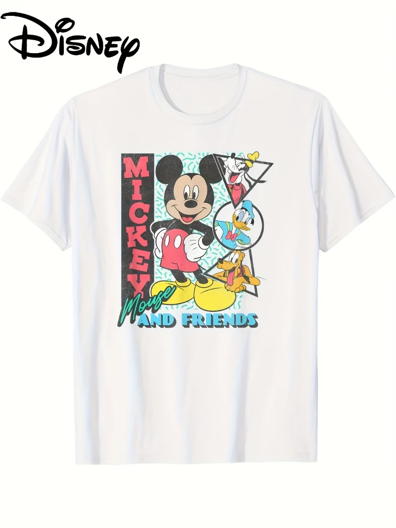 

Disney Mickey and His Friends Retro 90s Group Poster T-shirt Casual Loose Short Sleeved Round Neck Sports Top
