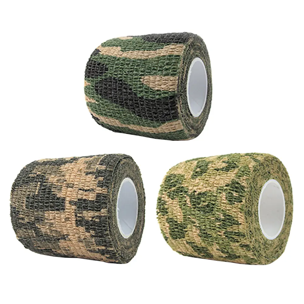 

3pcs Camouflage Self-adhesive Stretchable Outdoor Hunting Wraps Jungle Grass Hunting Tapes Green Practical