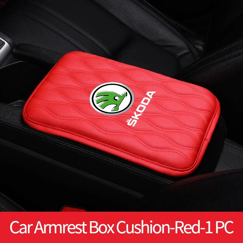 

for Skoda Car Armrest Box Pad Mat Leather Cushion Accessories Fabia 2 1 Octavia A7 Tour RS Rapid Kodiaq Superb Yeti Karoq Kamiq