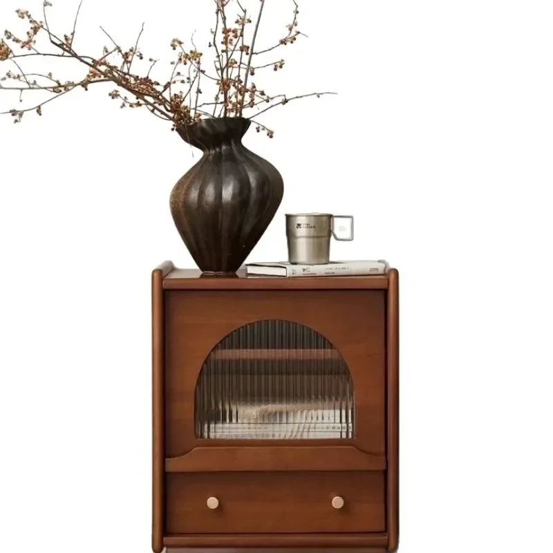 Solid wood retro bedside table Japanese-style small apartment simple locker drawer storage side cabinet household log bedroom
