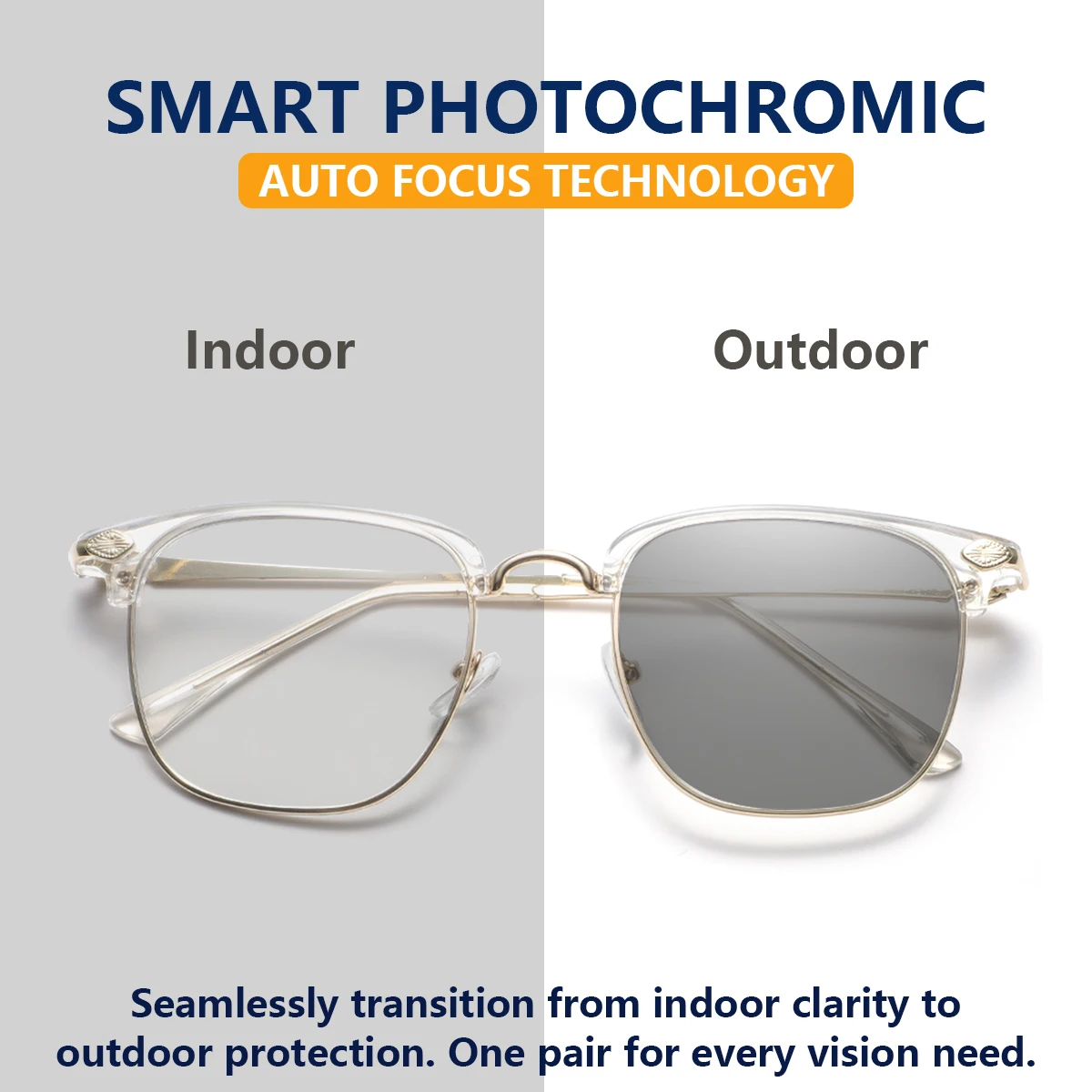 1 Pair of Men's Full-Frame Metal Photochromic Glasses, Stylish, Understated, Simple, Practical, and Fashionable Men's Glasses, Suitable for Outdoor Driving, Commuting, Travel, and Daily Wear