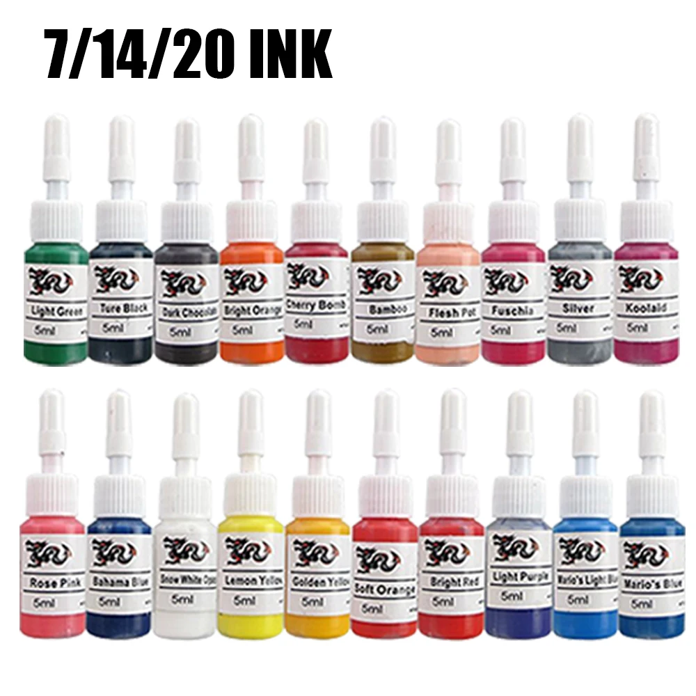 20/14/7 Color Professional 5ml Tattoo Ink Pigment Set Beauty Coating Makeup Tattoo Natural Plant Pigment Permanent Tattoo Ink