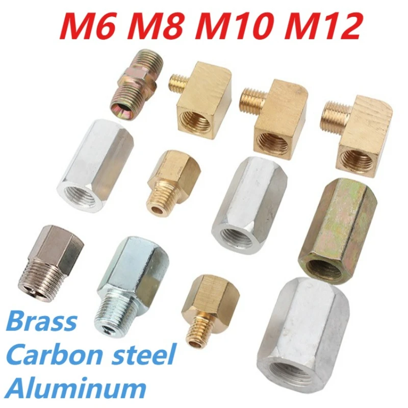 1-2pcs M6 M8 M10 M12 Male Female Elbow 90 Degree Block Brass Pipe Fitting Connector For Compreesion Fitting Oil Lubrication
