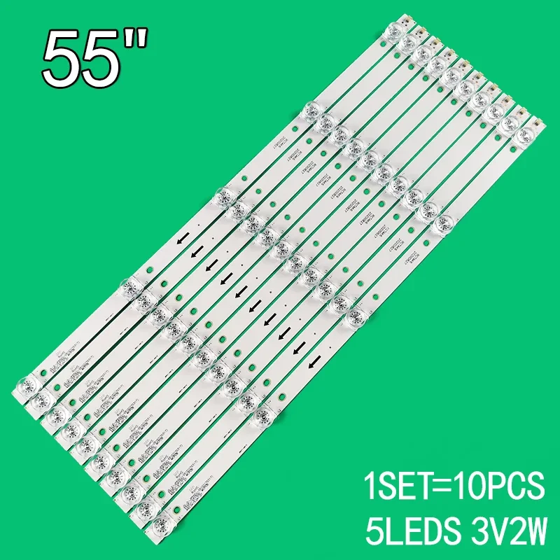 10pcs=1set 3v 490mm for Leroy 55-inch LCD TV JS-D-JP55EU-01EC JS-D-JP55EU-051EC (70317)  E55EU/EP1000 MCPCB AKTV5534 MBI 55QHQJP