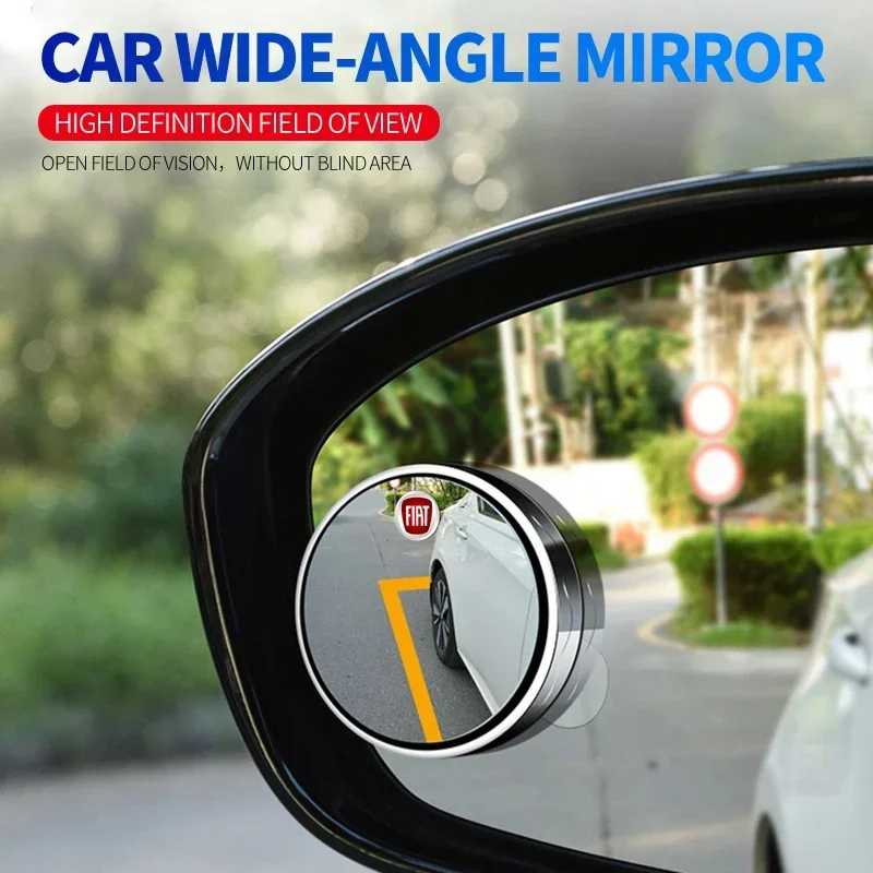2PC Suction Cup Car Convex Blind Spot Mirror HD 360 Degree Wide Mirror for Fiat Stilo Bravo 500 Punto Panda Pondo Abarth Doblo