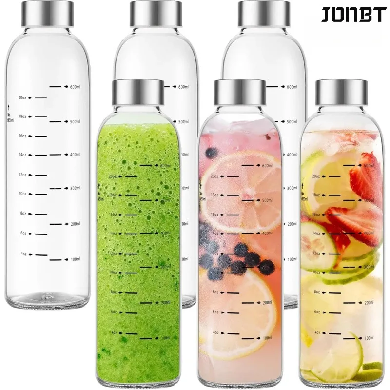 

500ml Glass Water Bottle with Time Marker Leakproof Drinking Bottle BPA Free Portable Fitness Water Cup for Outdoor Travel