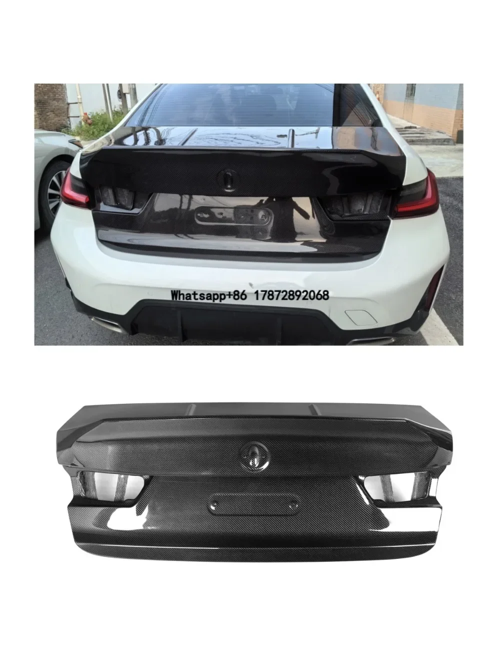 

CSL Style Real Dual Side Carbon Fiber Rear Trunk Cover Bodykit for G20 M3 G80 2021+Carbon Fibre Body Kit Trunk Cover