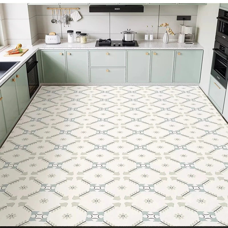 Kitchen Carpet Pvc Leather Waterproof Rug Fully Paved Large Size Carpets Non-slip Anti-oil Floor Mat Modern Home Decoration Rugs