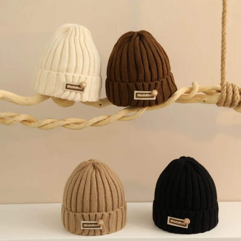 Children's Knitted Hat Autumn And Winter Ear Protection Warm Woolen Hat Baby Outdoor Leisure Versatile Pullover Hat Mixed Style