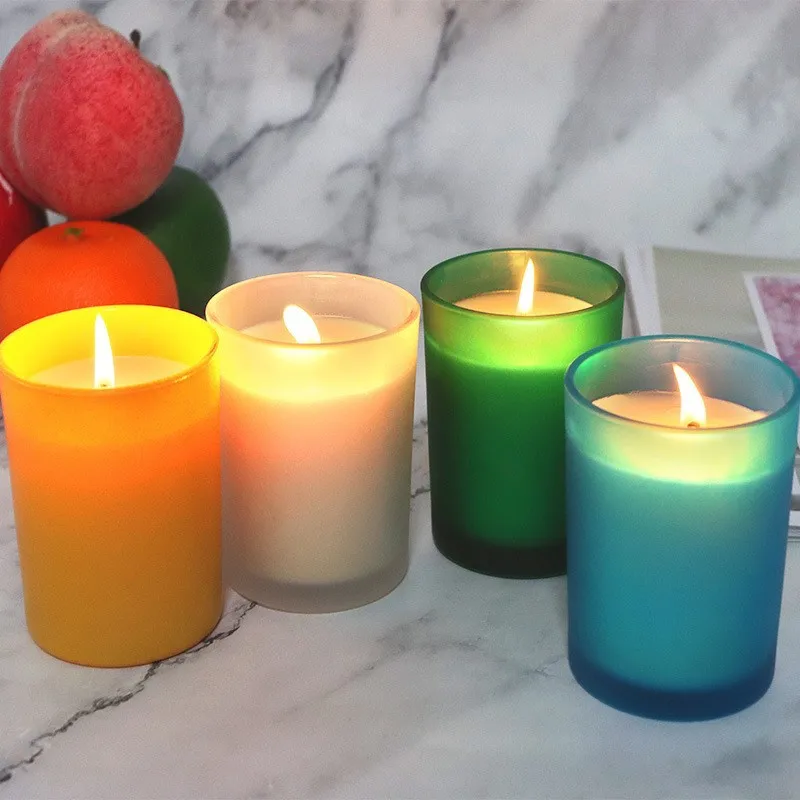 

1 PC Colored Frosted Glass Candles Scented Candles Soy Wax Household Smokeless Scented Essential Oil Candles Wedding Gifts