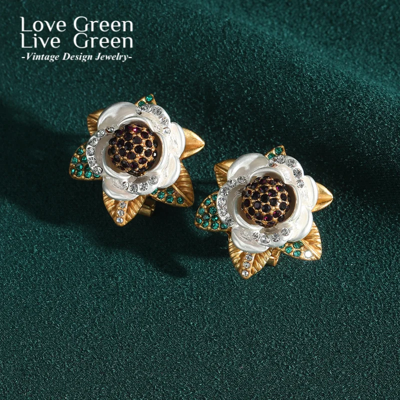 

Vintage Jewellery High Quality Rhinestones Crystal Flower Earrings Studs Bohemian Accessories For Woman Summer 2025 Trending