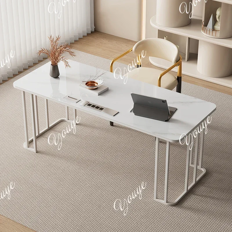 J N49 J Italian Modern Light Luxury Desk Cream Style Simple Desktop Home Rock Slab Computer Desk All Apartment Learning Office