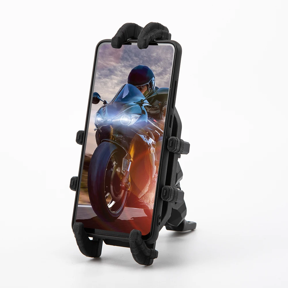 

Motorcycle Phone Holder W/ Shock Absorber Bike Handlebar Rearview Mirror Mount GPS Clip for 4.7-7.1 inch Mobile Phone Shockproof