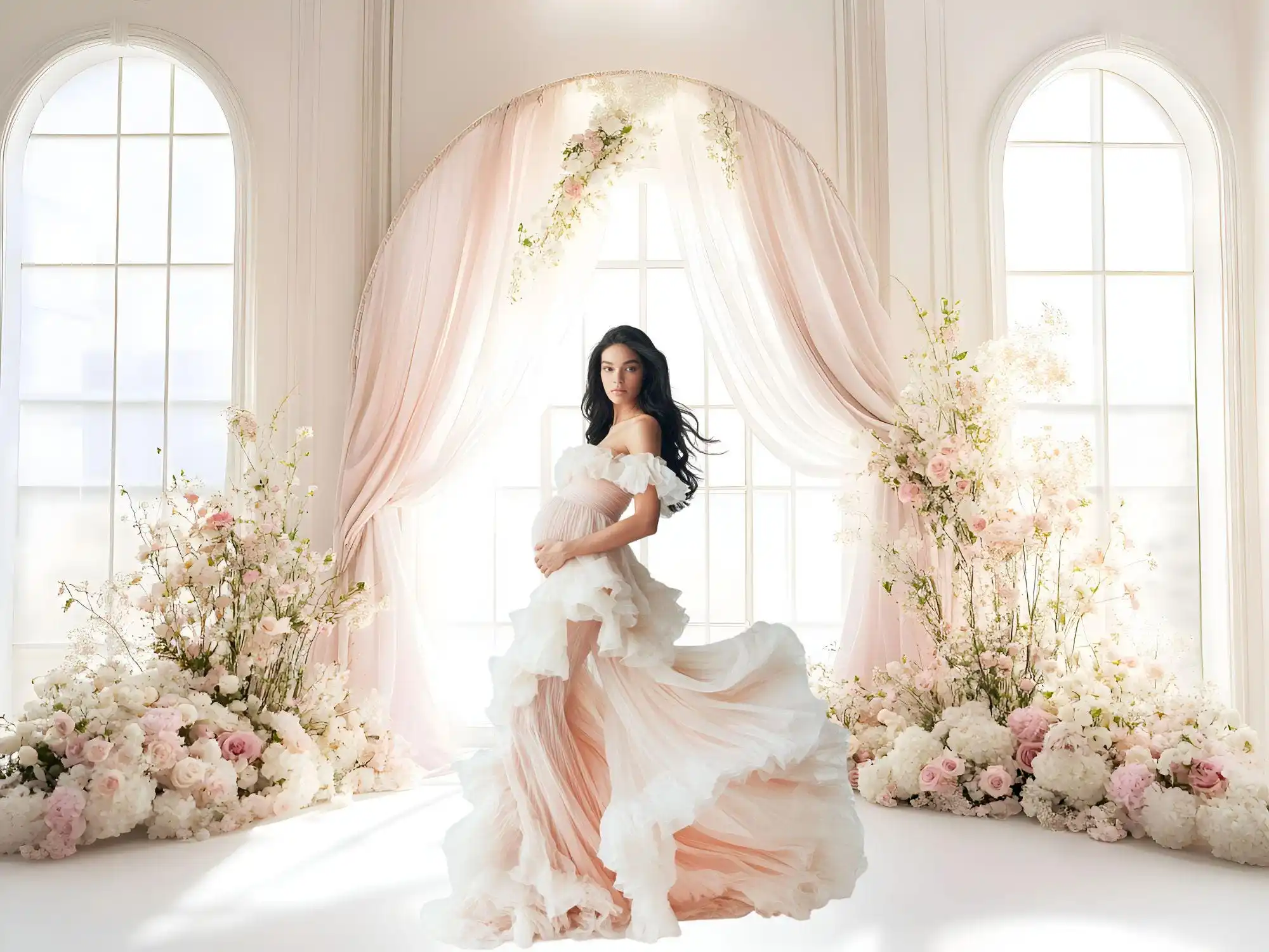 Fondo de fotografía Mehofond Boho blanco habitación ventanas Floral cumpleaños boda maternidad retrato decoración telón de fondo estudio fotográfico