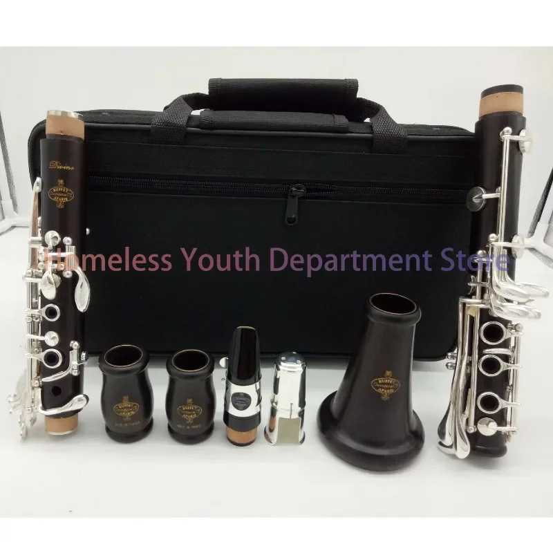 Ebony Black Wood Clarinet Divine Professional Bb Clarinet, Bakelite 17-key Instrument Blowmouth Reed