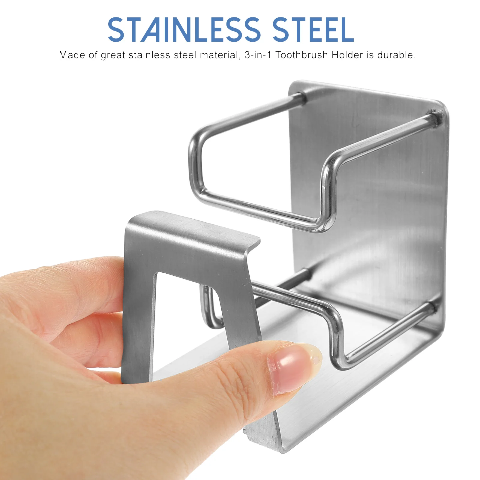 

Stainless Steel Toothbrush Holder Toothpaste Mount Bathroom Organizer Nail-free Cup Storage Smooth Surface
