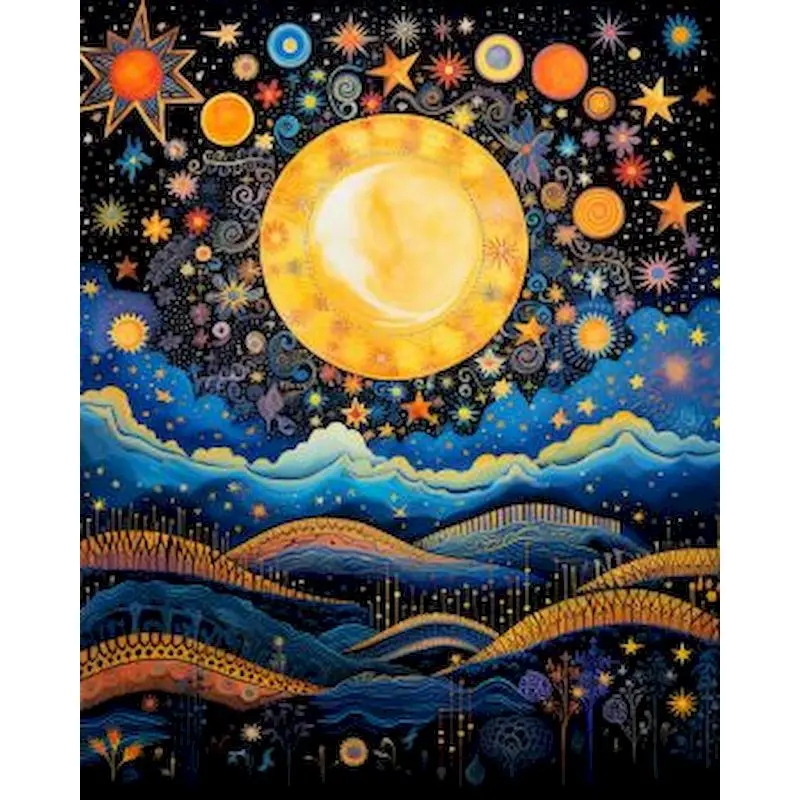 

SDOYUNO Full Round Diamond Painting Abstract Landscape 5d Diy Embroidery Moon Cross Stitch Mosaic Picture Rhinestones Wall Decor