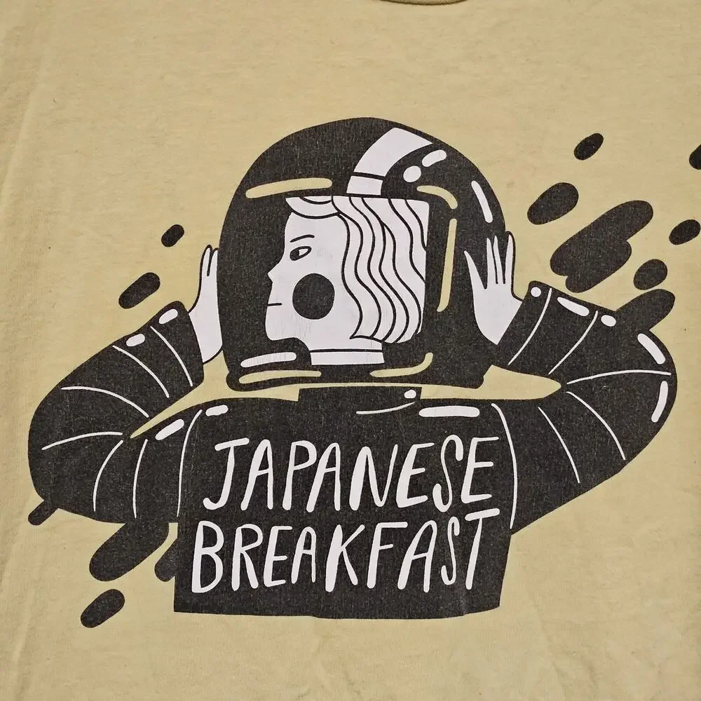 Camiseta de desayuno japonesa, Logo grande para niña, amarillo, manga corta, Vintage