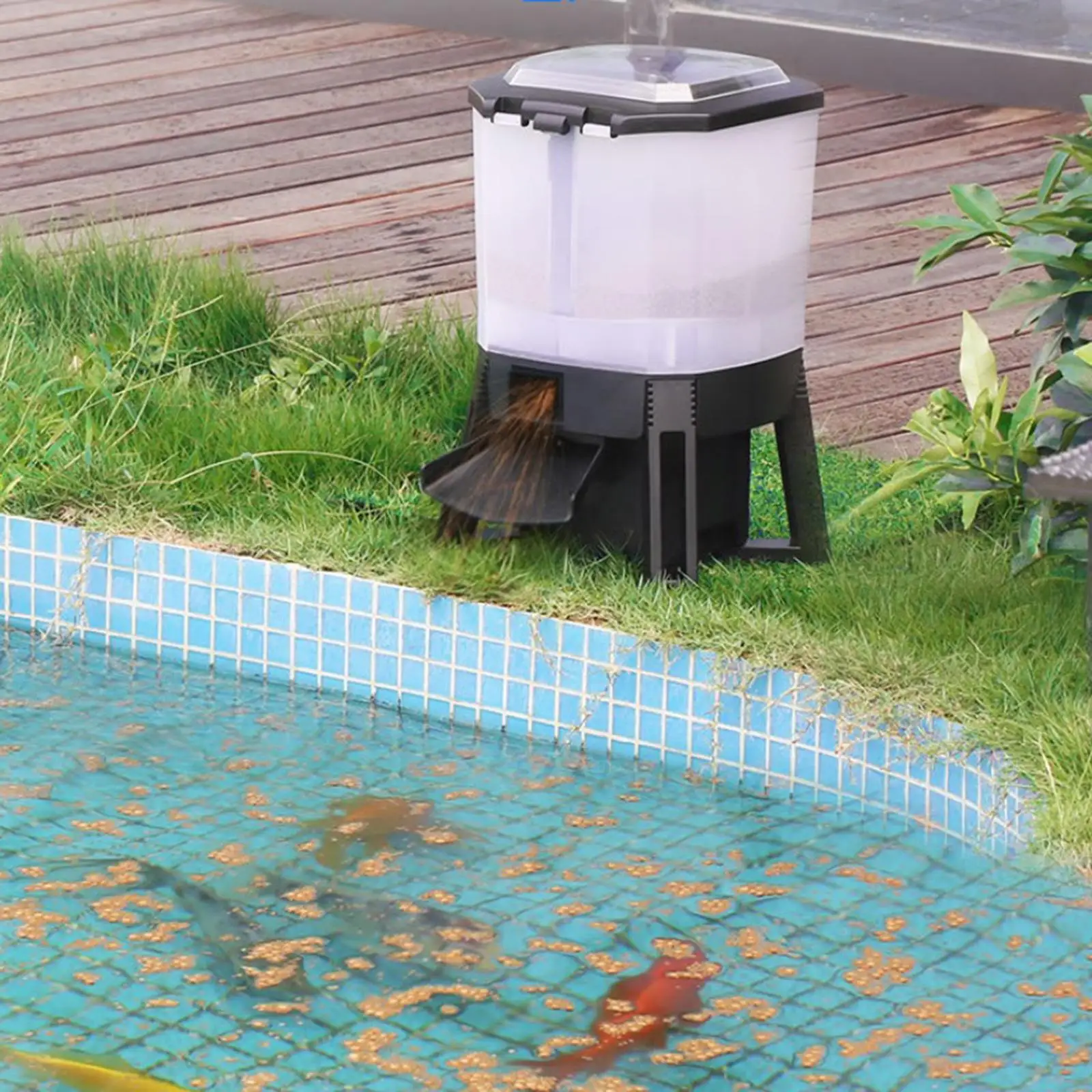 6L Adjustable Solar Automatic Aquarium Feeder Timer Fish Pond Digital Food Dispenser Koi Pond Intelligent Timing Feeding